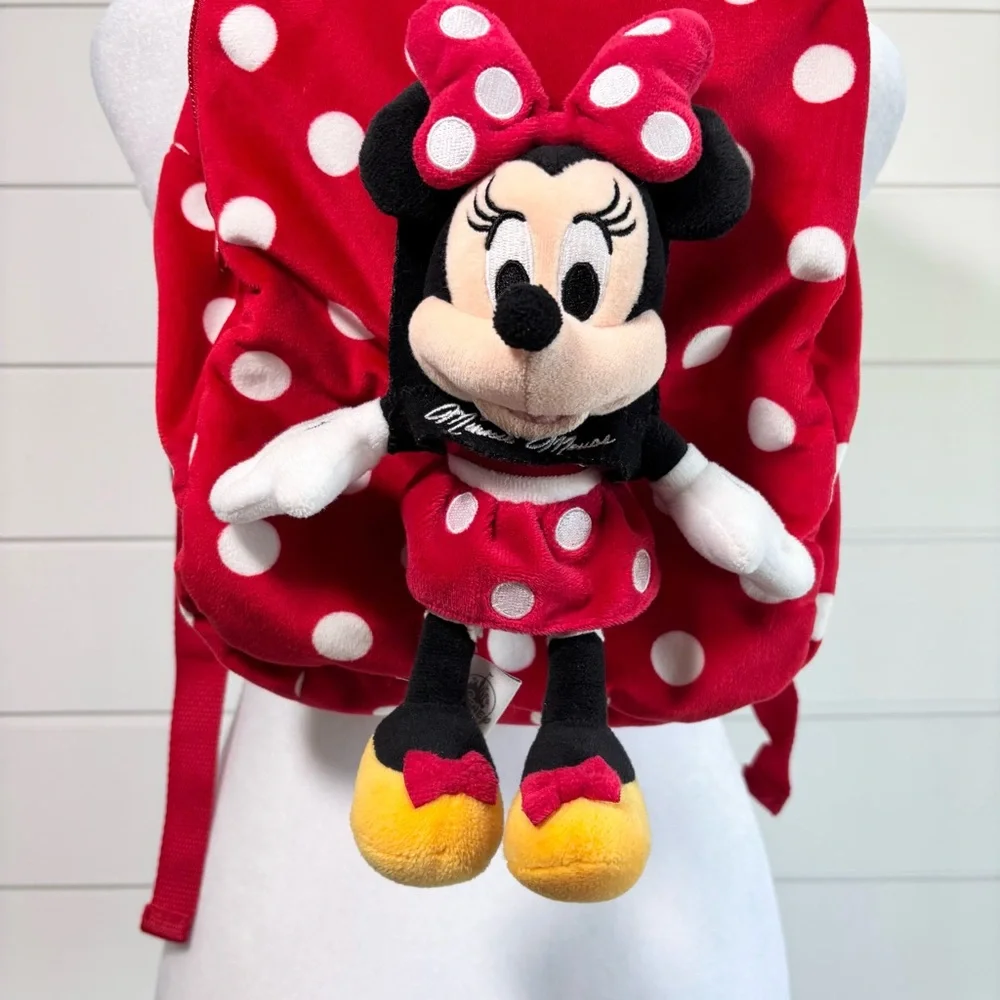Disney Parks Original Minnie Mouse Red Backpack And Doll